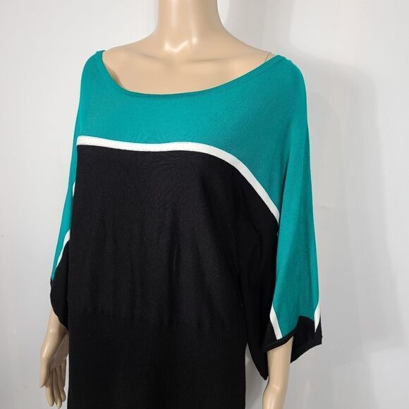 Style & Co Fit Flare Ocean Blue Top - Picture 3 of 9